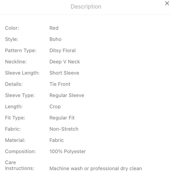 🌟3 FOR $15🌟 SHEIN Red Boho Tie Front Crop Top - Women’s Size X - Large - Picture 11 of 11